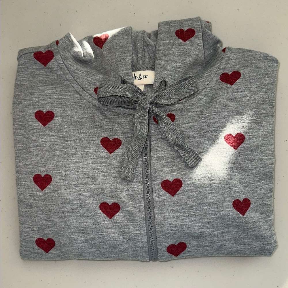 Style & Co. Gray Hoodie with Red Heart Pattern Size M. - Picture 16 of 16